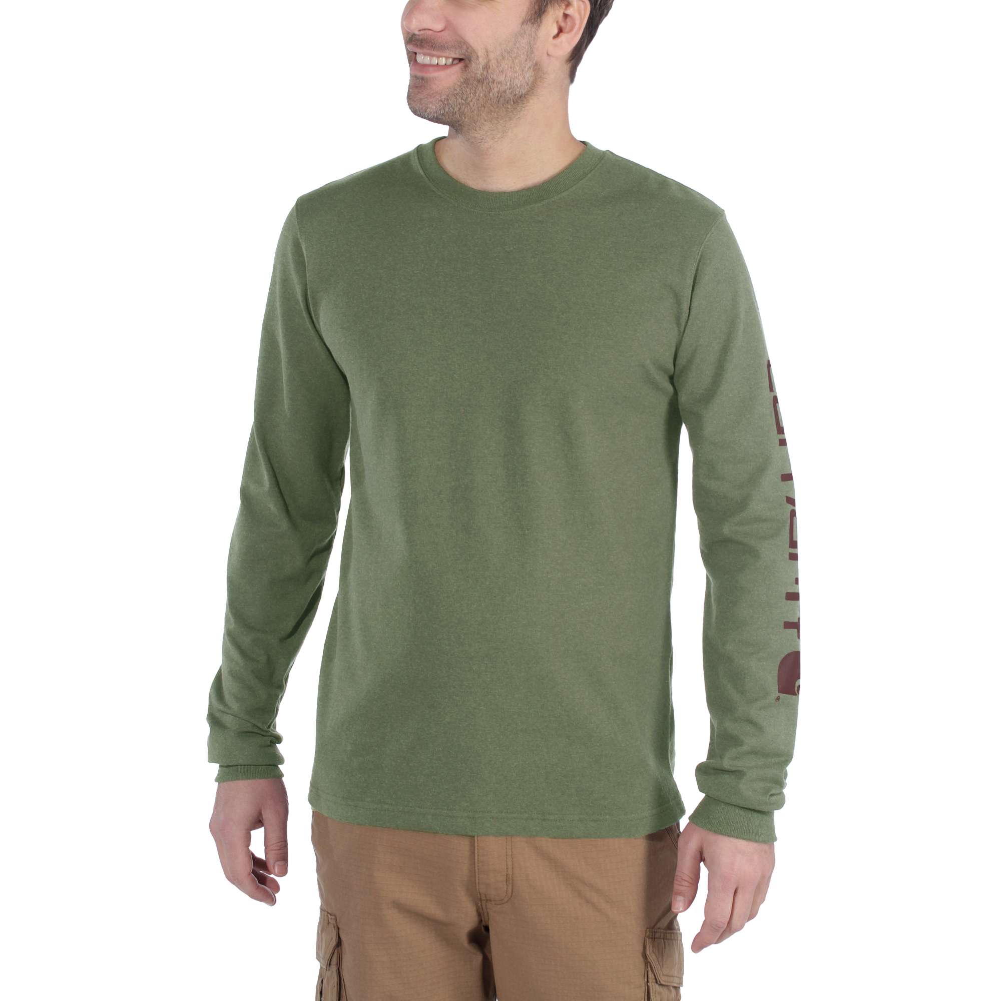 Signature Longsleeve Sweatshirt mit Ärmeldruck Carhartt Workwear dunkelgrün